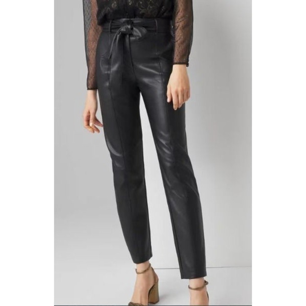 White House Black Market WHBM Women's High Rise Tapered Faux Leather Pants - 6R